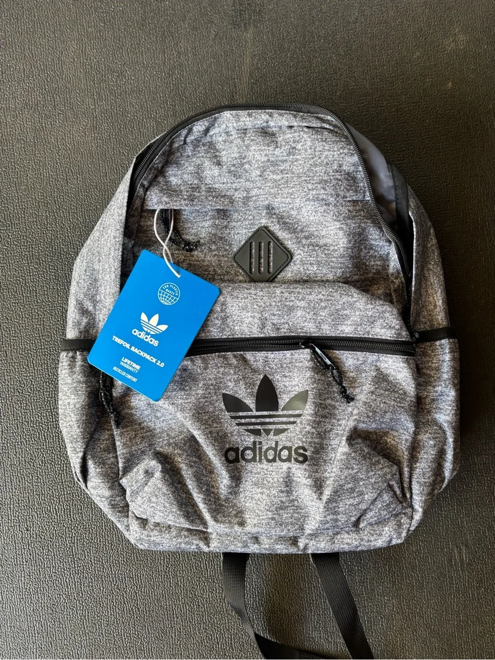 adidas Heather Gray Trefoil Backpack NWT